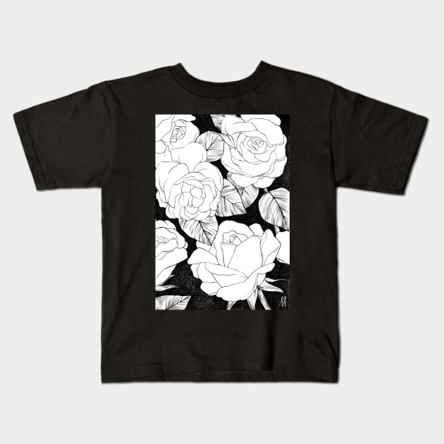 dark spring roses Kids T-Shirt by solfortuny